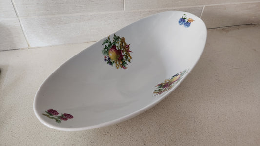 Vintage Naaman Fine Porcelain Fruit Bowl - Oval Boat Shape