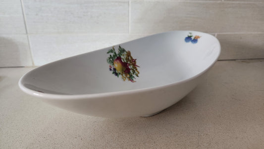 Vintage Naaman Fine Porcelain Fruit Bowl - Oval Boat Shape
