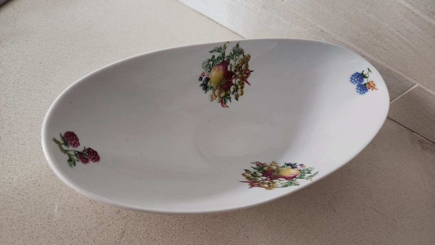 Vintage Naaman Fine Porcelain Fruit Bowl - Oval Boat Shape