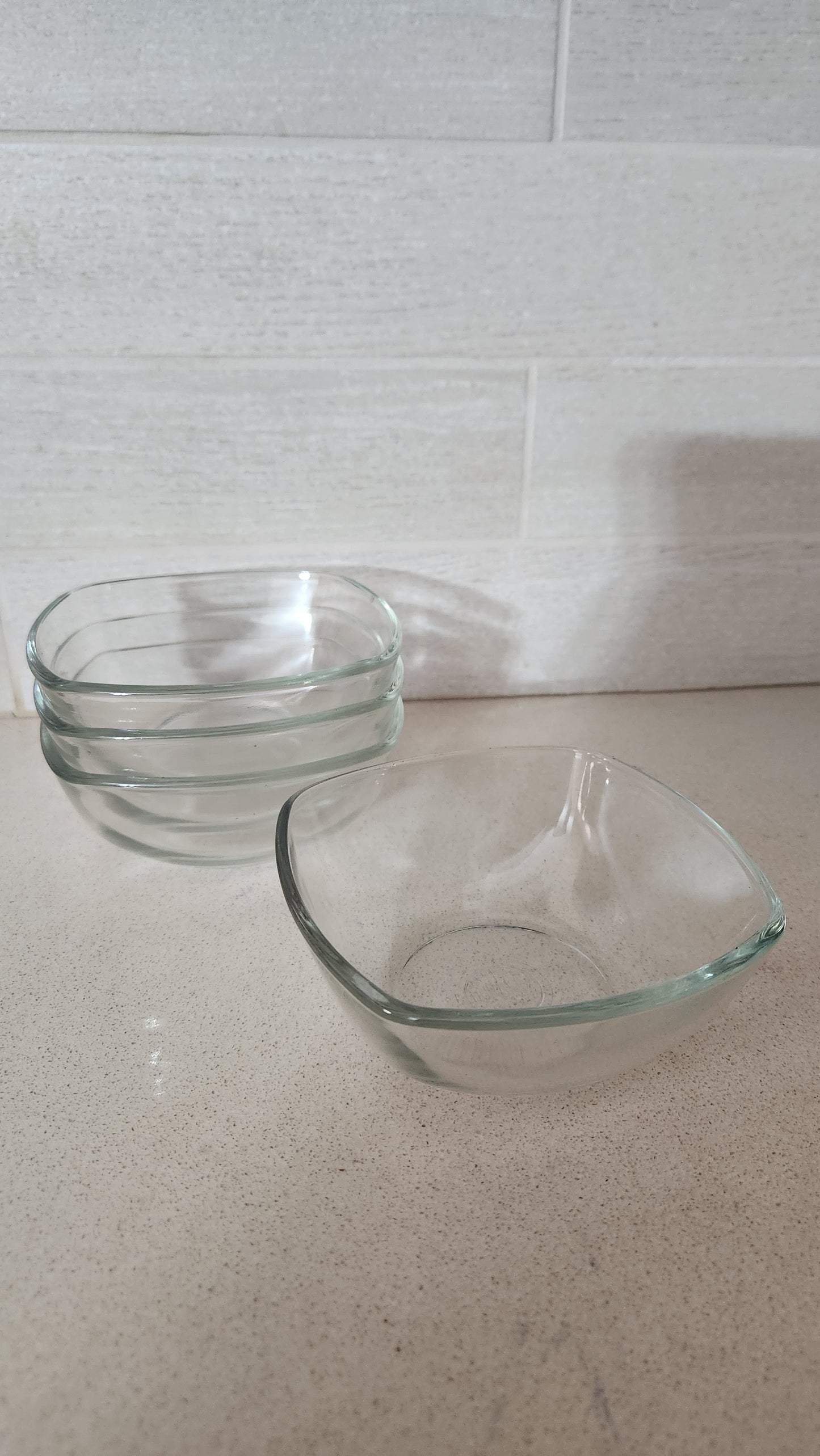 4 Duralex France "Lys" Clear Tempered Glass Square Nesting Bowls