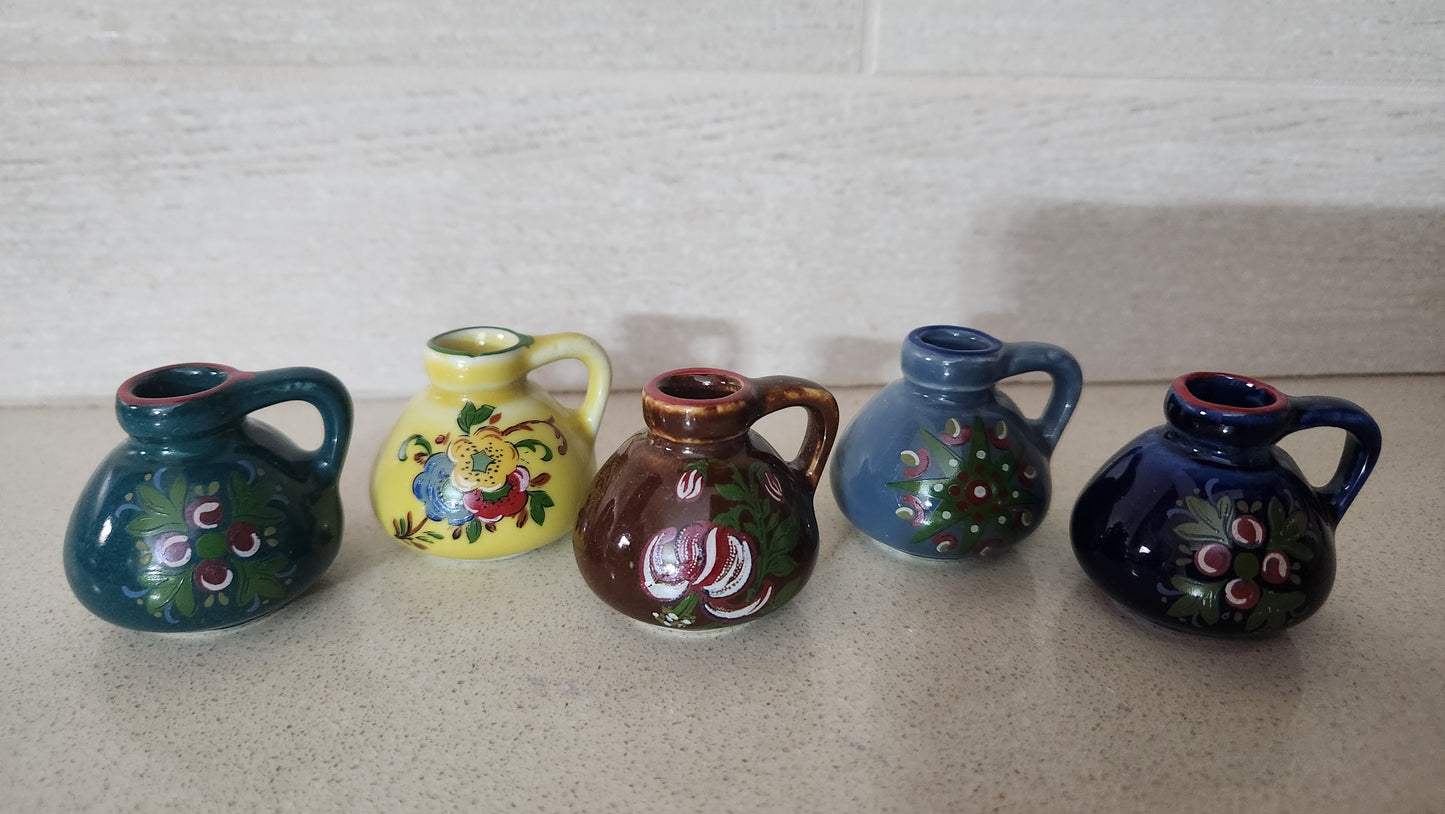 Set of 5 Reutter Porzellan Germany Miniature Floral Pitchers/Jugs