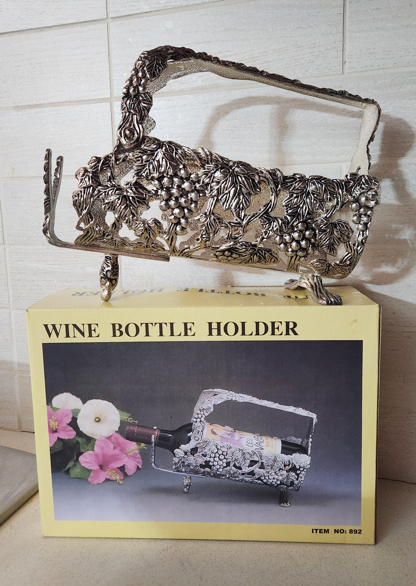 Silver-Plated Grapevine Wine Bottle Holder