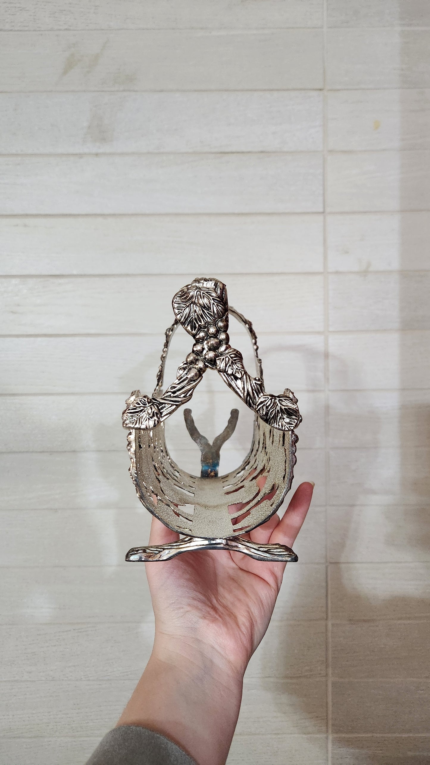 Silver-Plated Grapevine Wine Bottle Holder