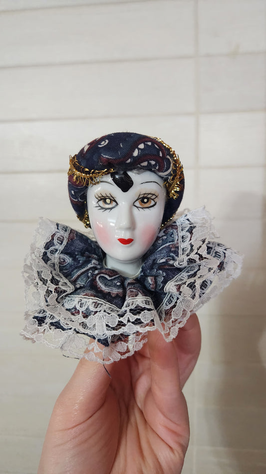 4 Decorative Porcelain Harlequin/Pierrot Clown Heads