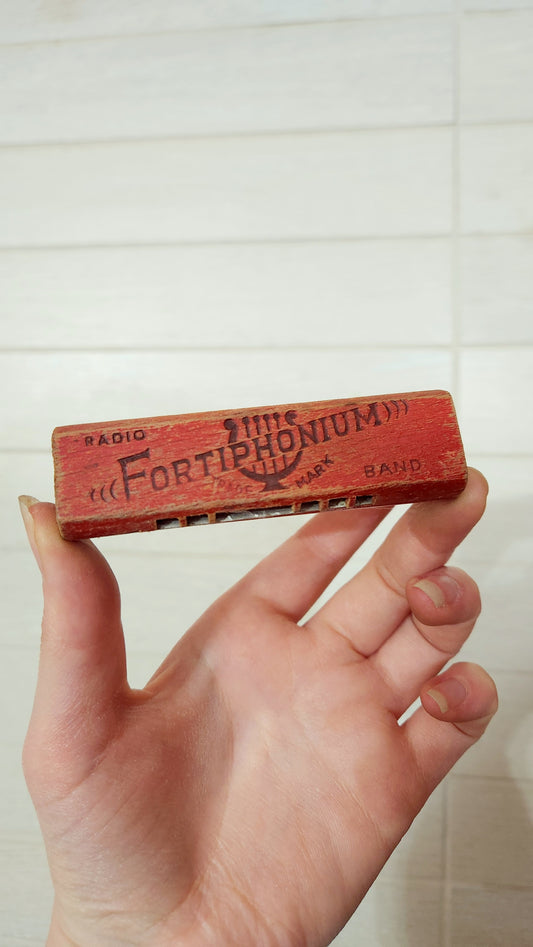 Vintage "Fortiphonium" Radio Band Wooden Harmonica - Rare Collectible