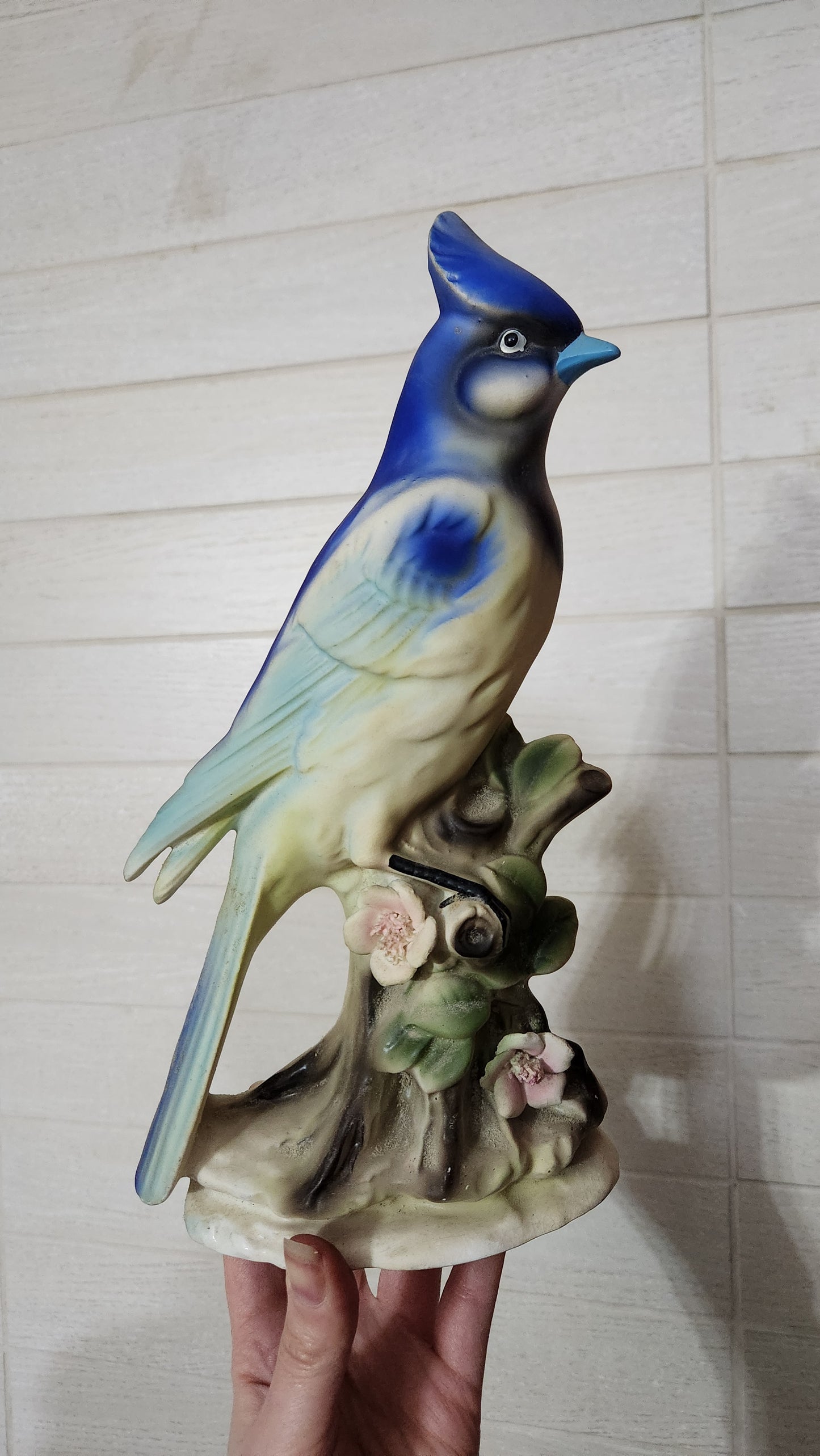 2 Vintage Porcelain Bird Figurines - Wales Blue Jay & Norleans Mallard