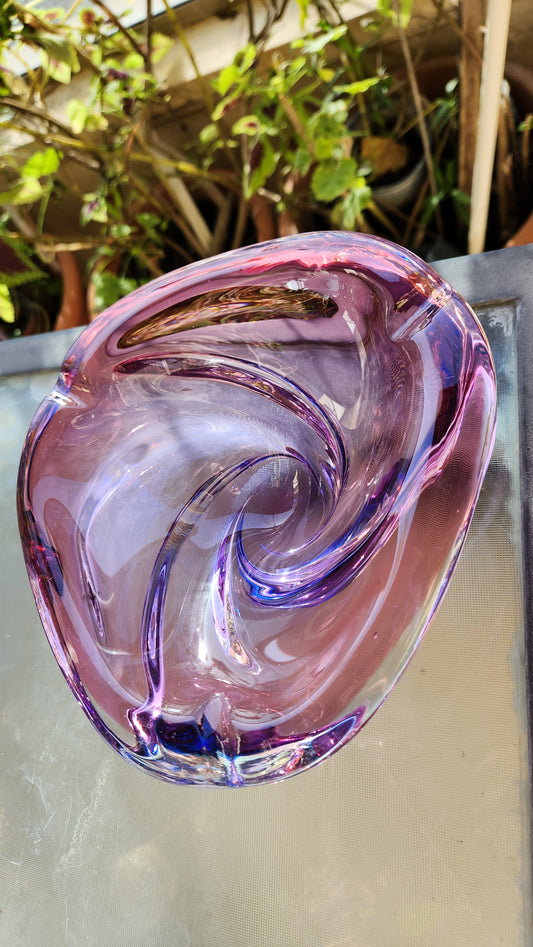 Vintage Murano Sommerso Art Glass Bowl - Purple & Blue - 18cm