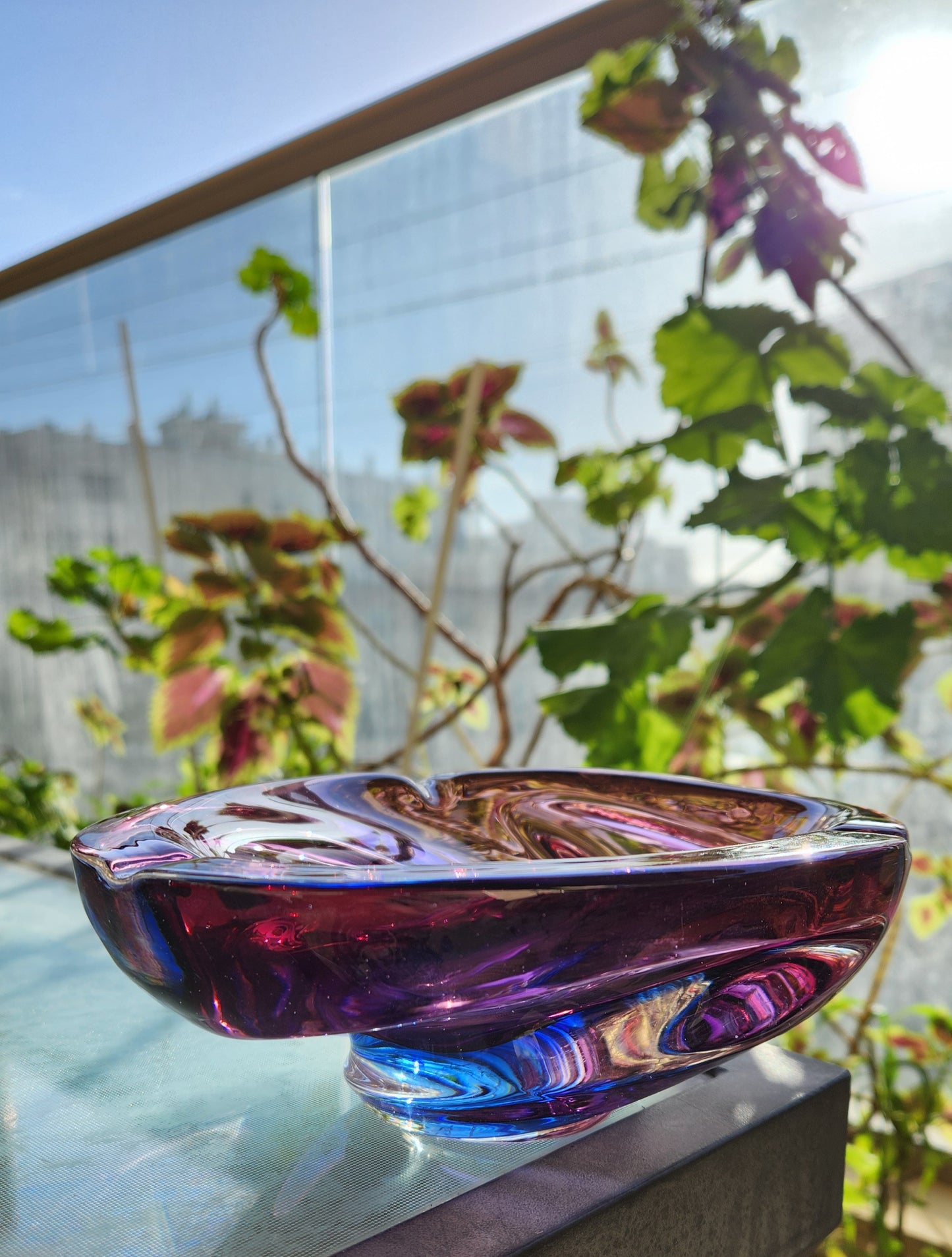 Vintage Murano Sommerso Art Glass Bowl - Purple & Blue - 18cm