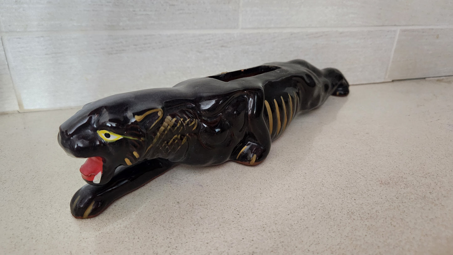 Japan 50s Mid-Century Modern Ceramic Black Panther Planter