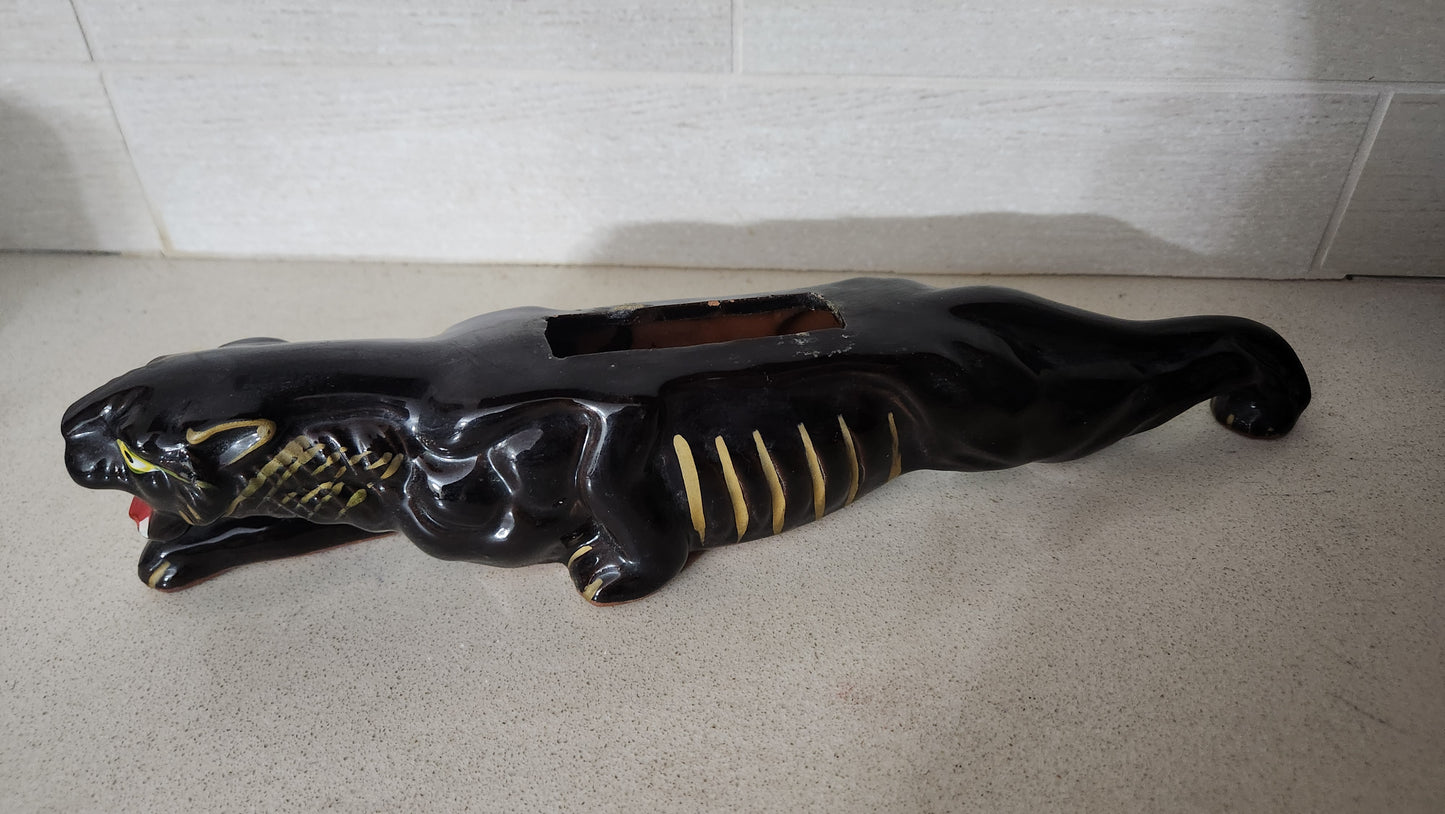 Japan 50s Mid-Century Modern Ceramic Black Panther Planter