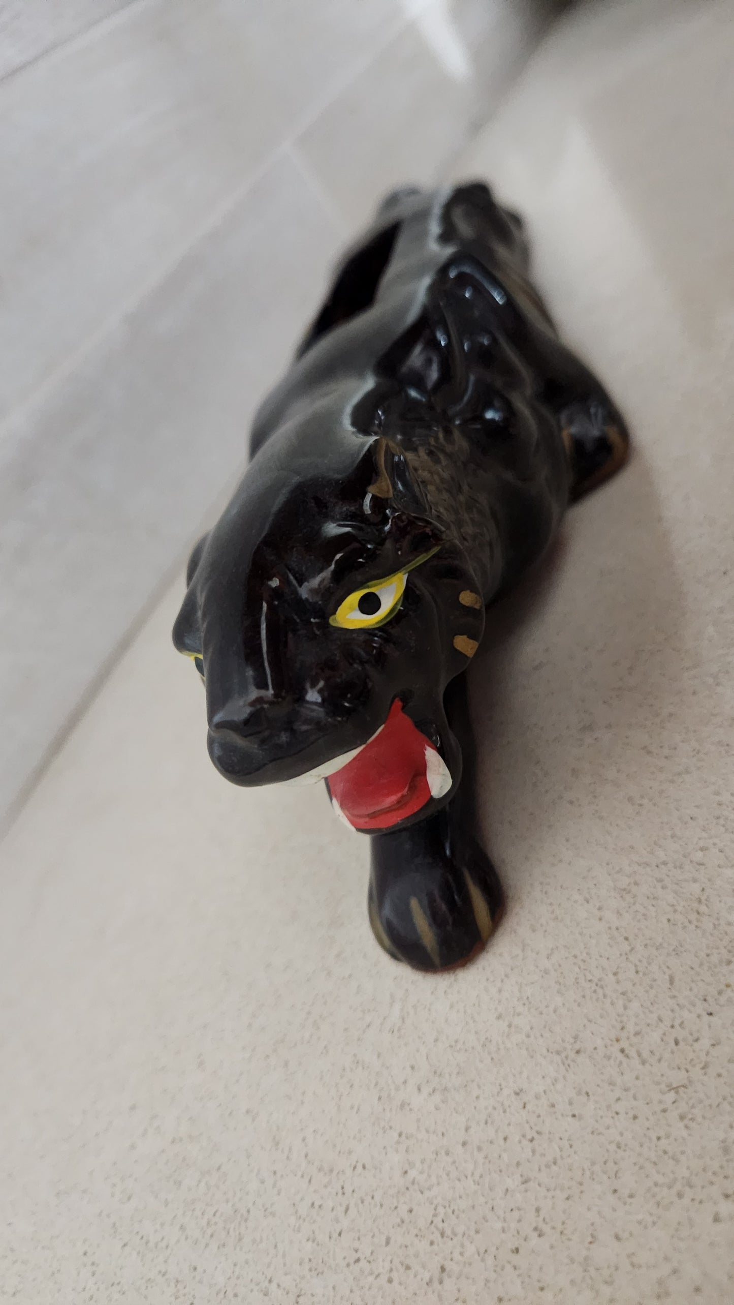 Japan 50s Mid-Century Modern Ceramic Black Panther Planter