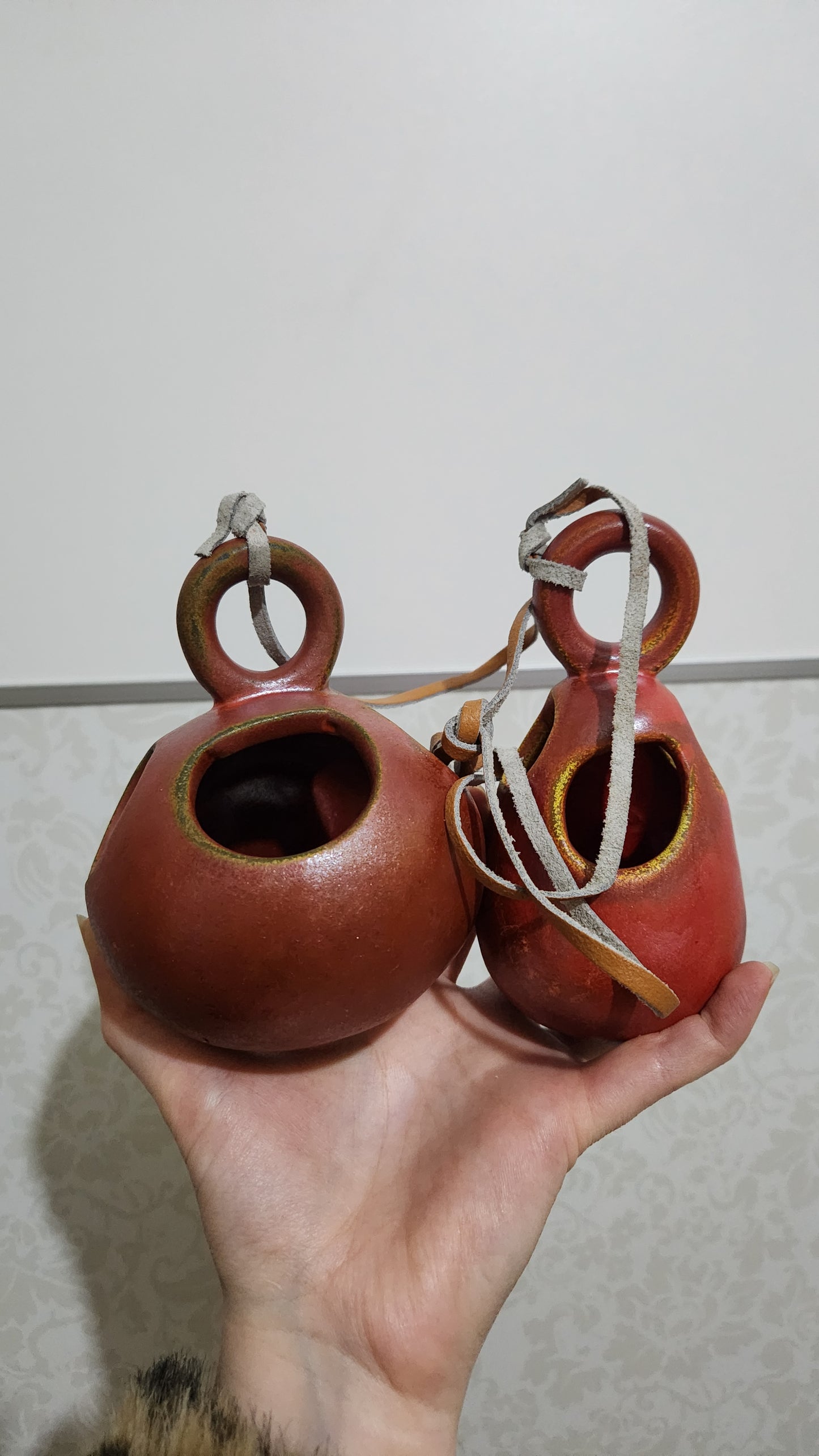 "Tzabar" Katzrin Pair of Hanging Ceramic Bird Nesters