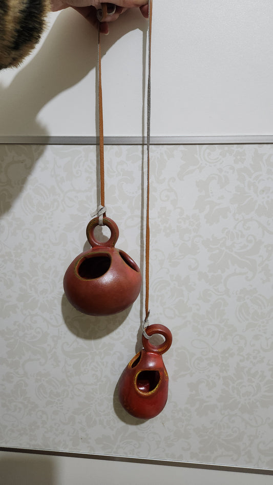 "Tzabar" Katzrin Pair of Hanging Ceramic Bird Nesters