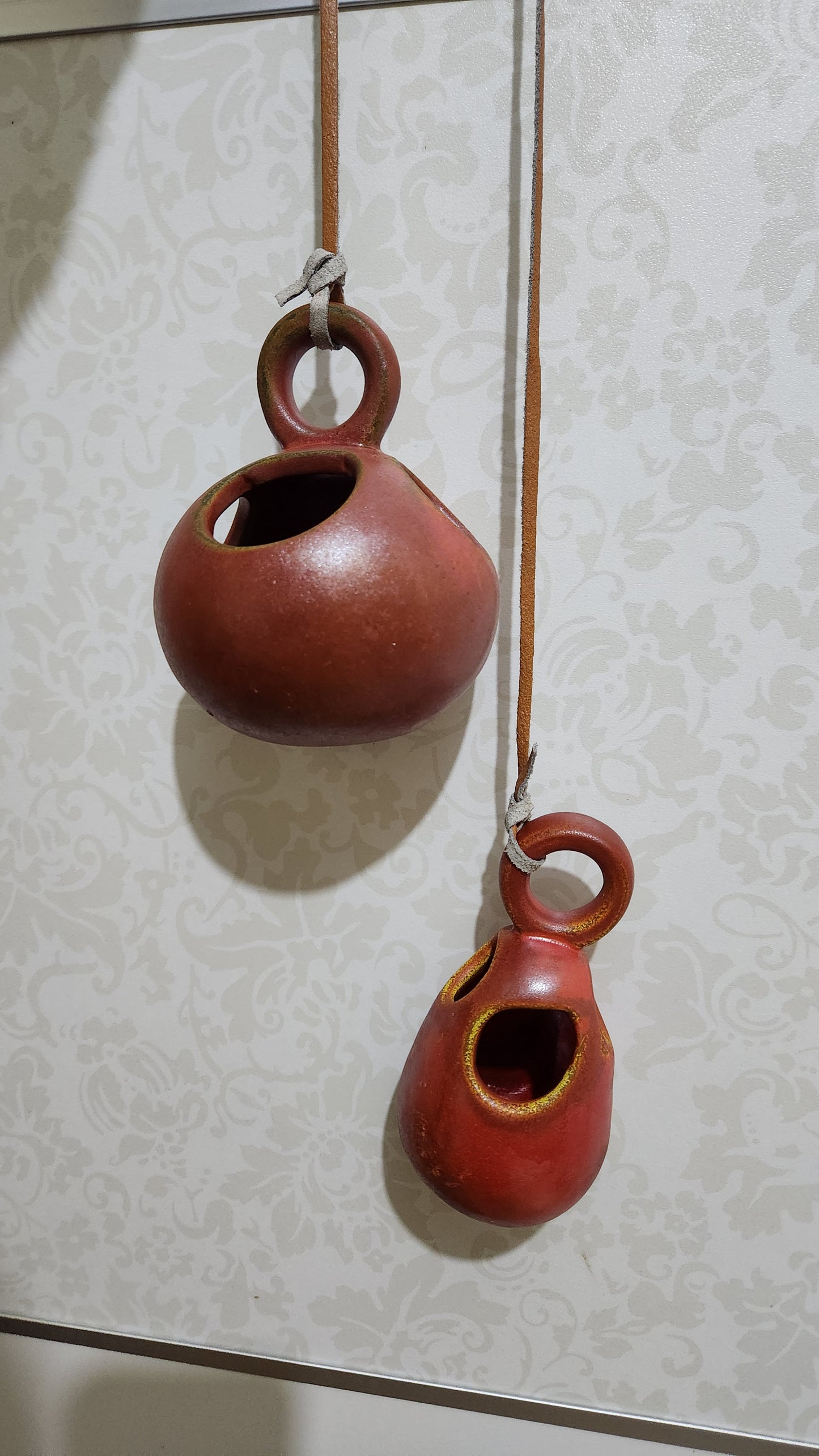 "Tzabar" Katzrin Pair of Hanging Ceramic Bird Nesters