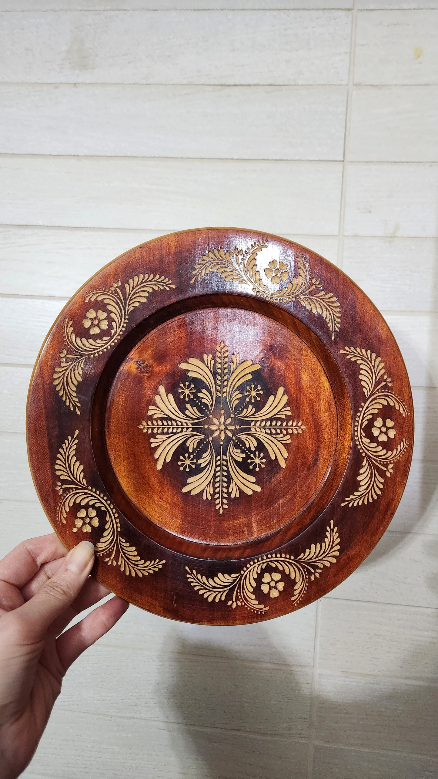 Mid-Century Soviet Hand-Carved Wooden Decorative Wall Plates - Slavic Folk Art