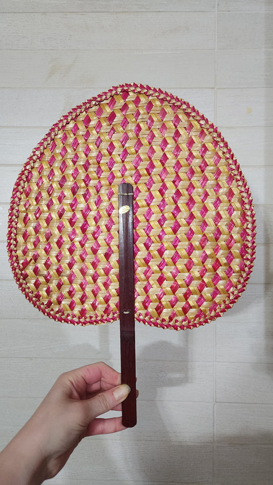Vintage Hand-Woven Palm Leaf/Straw Hand Fan