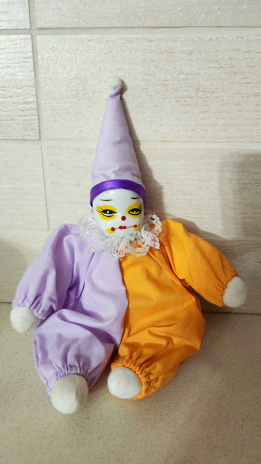 Porcelain Harlequin Pierrot Clown Doll