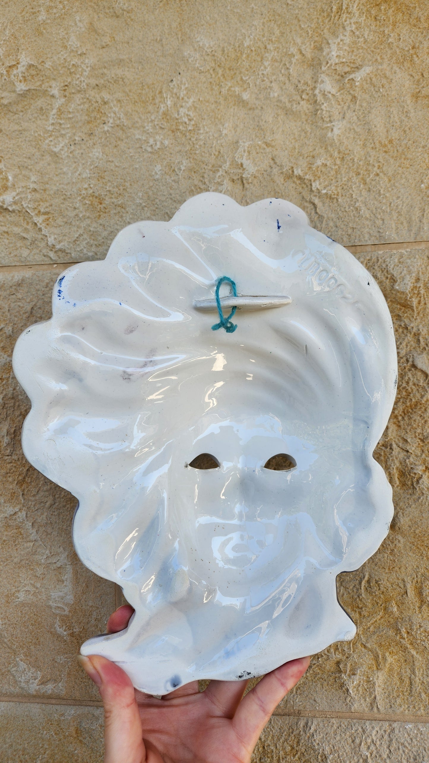 Jitrois Italy Ceramic Wall Mask - Blue & Gold Venetian Style