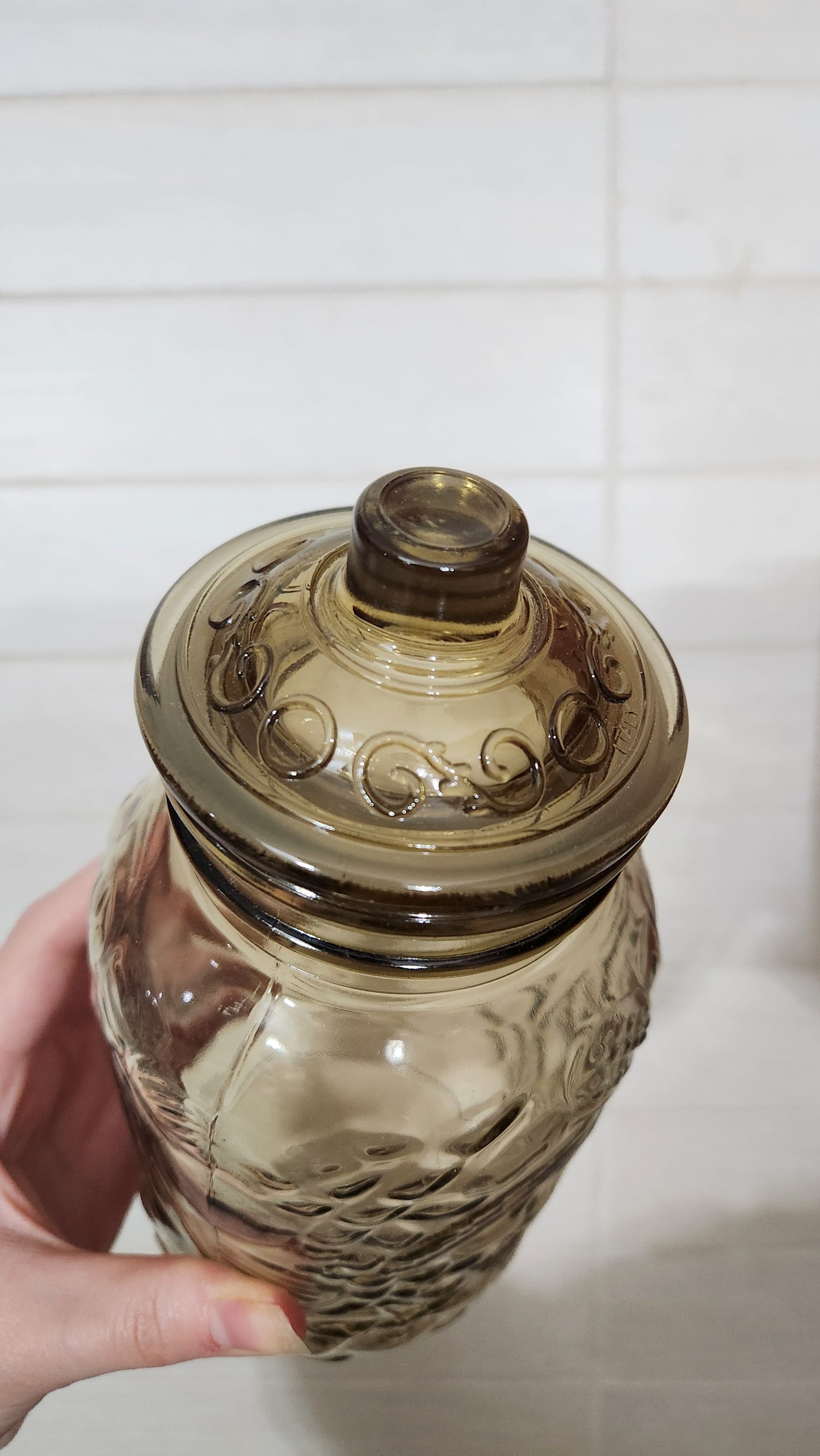 Italian Amber Glass Kitchen Canisters - Set of 2