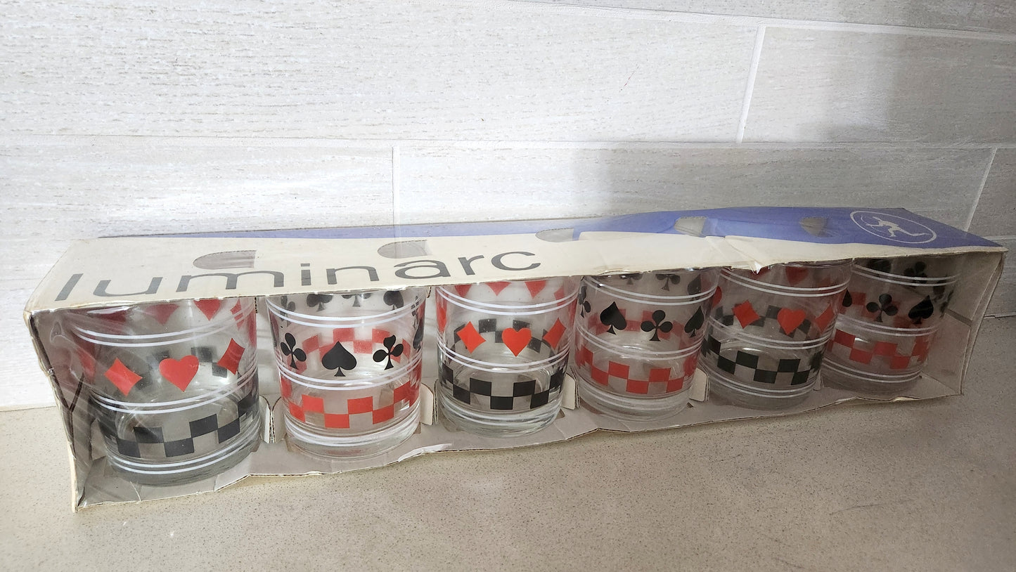 Luminarc France Poker/Card Suit Rocks Glasses - Set of 6