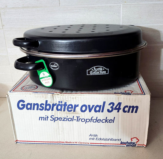 Kochstar Enamel Oval Goose Roaster 34cm - Made in W. Germany