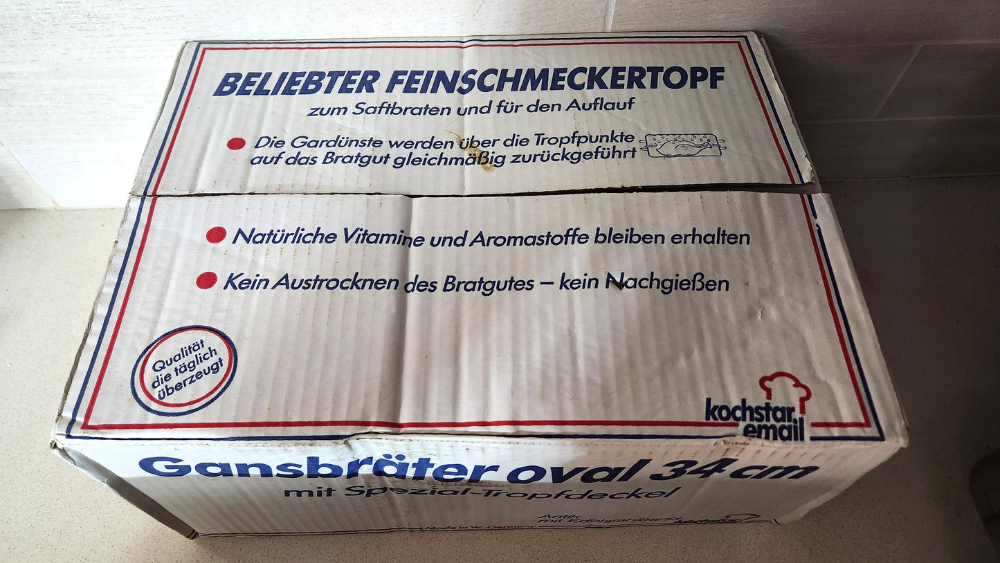 Kochstar Enamel Oval Goose Roaster 34cm - Made in W. Germany