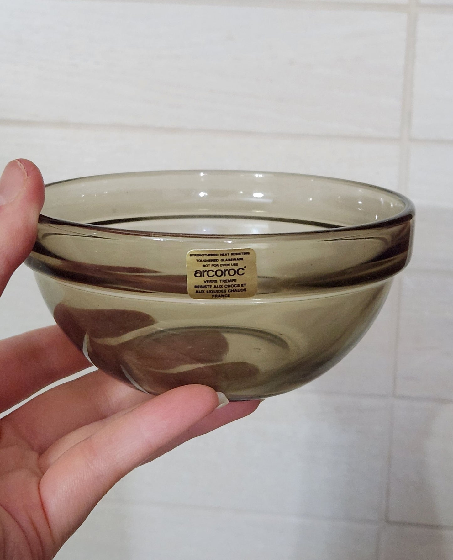 Arcoroc France Smoke Glass Stackable Salad Bowl Set of 3