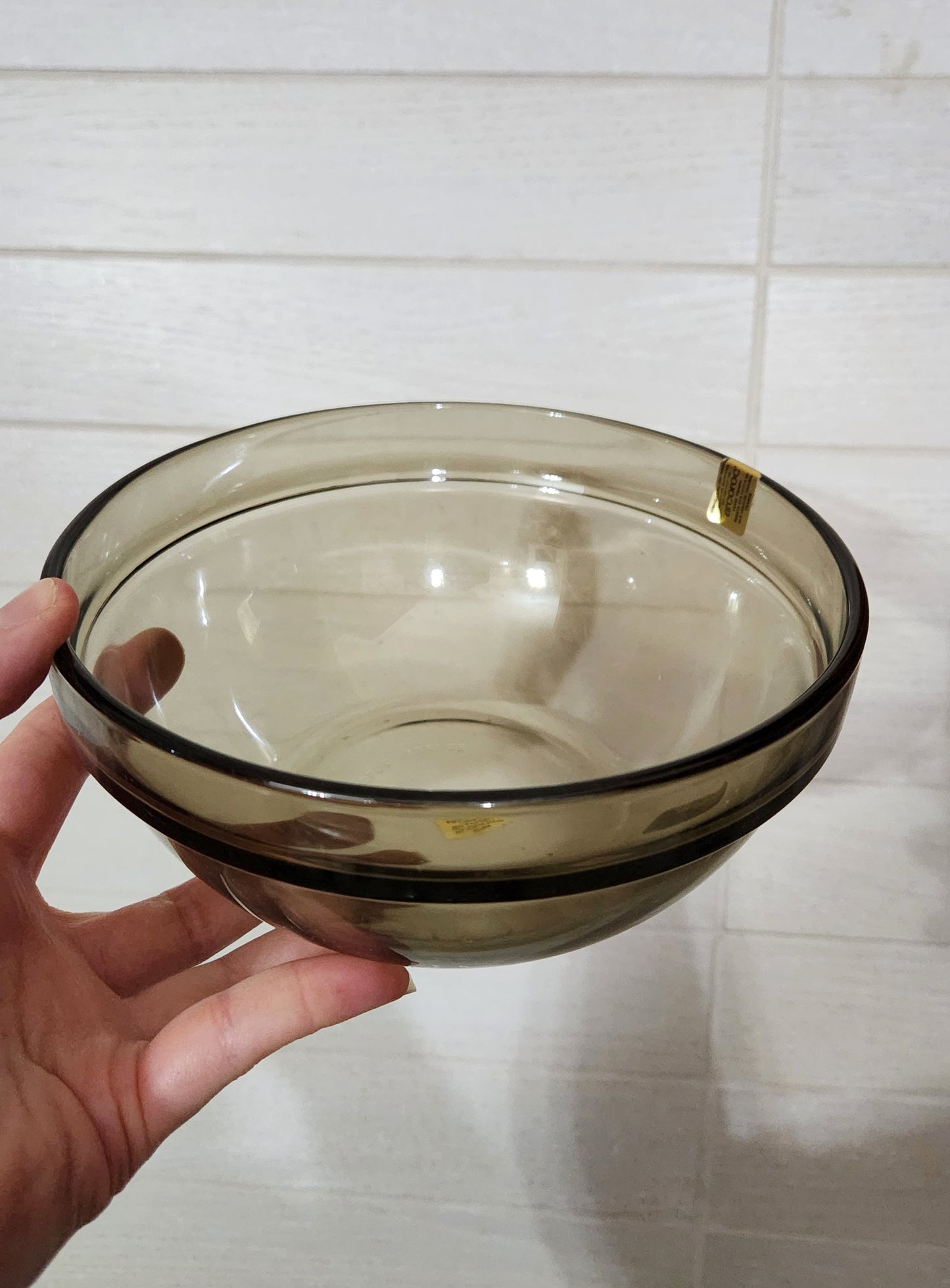 Arcoroc France Smoke Glass Stackable Salad Bowl Set of 3