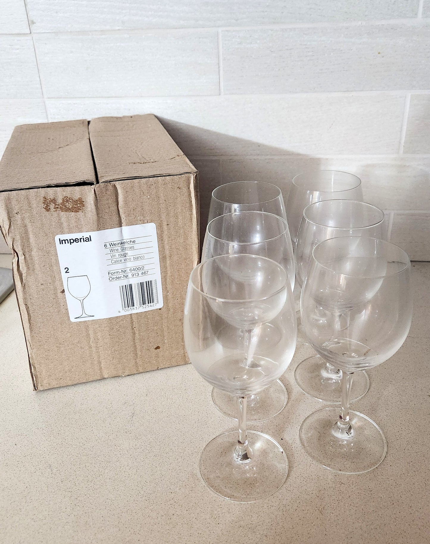 6 Imperial Wine Glasses - Classic Stemware for Red or White Wine