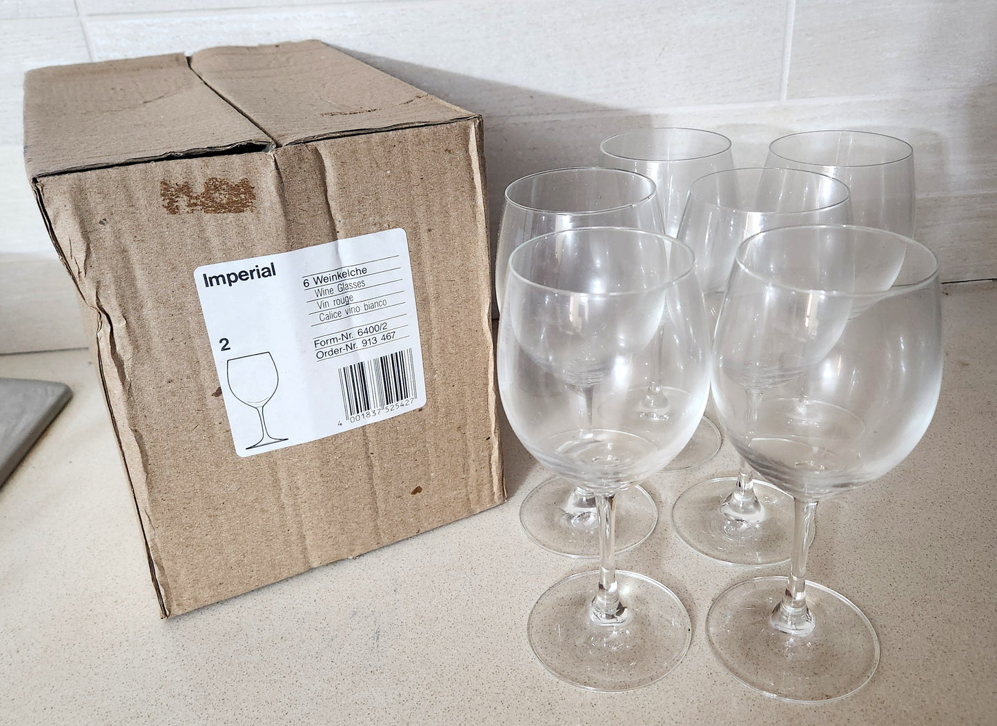 6 Imperial Wine Glasses - Classic Stemware for Red or White Wine