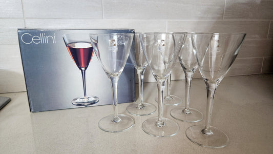6 Luigi Bormioli "Cellini" Crystal Wine Glasses
