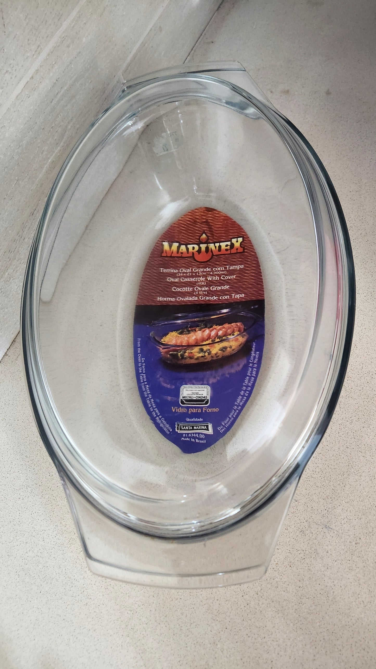 Marinex 4-Quart Oval Glass Casserole Dish with Lid
