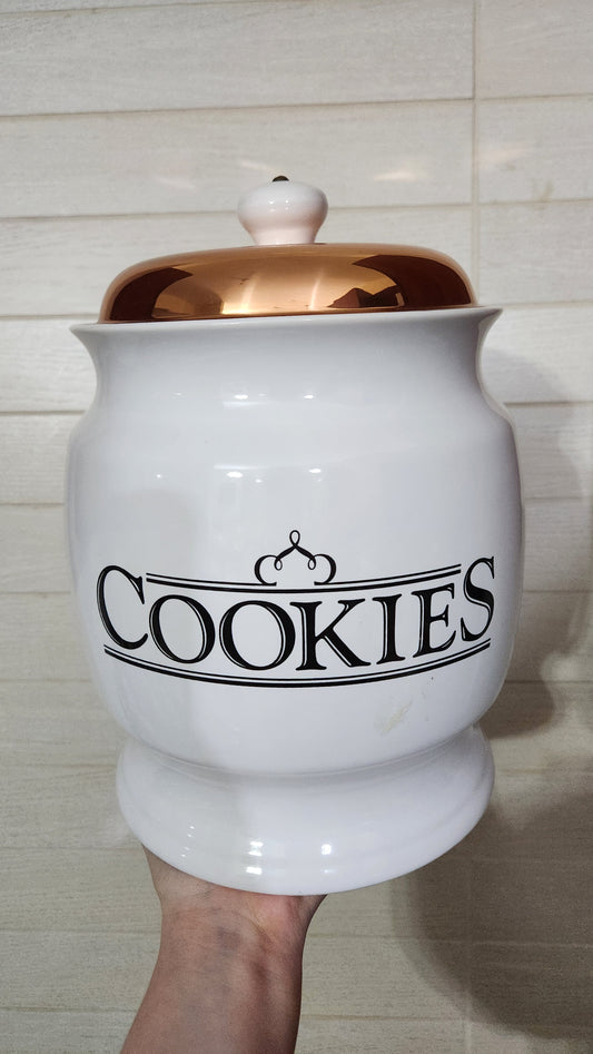 Metalutil Portugal Ceramic Cookie Jar with Copper Lid