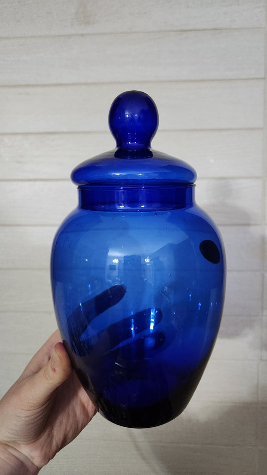 Cobalt Blue Hand-Blown Glass Apothecary Jar - Viart L'Olleria (Spain)