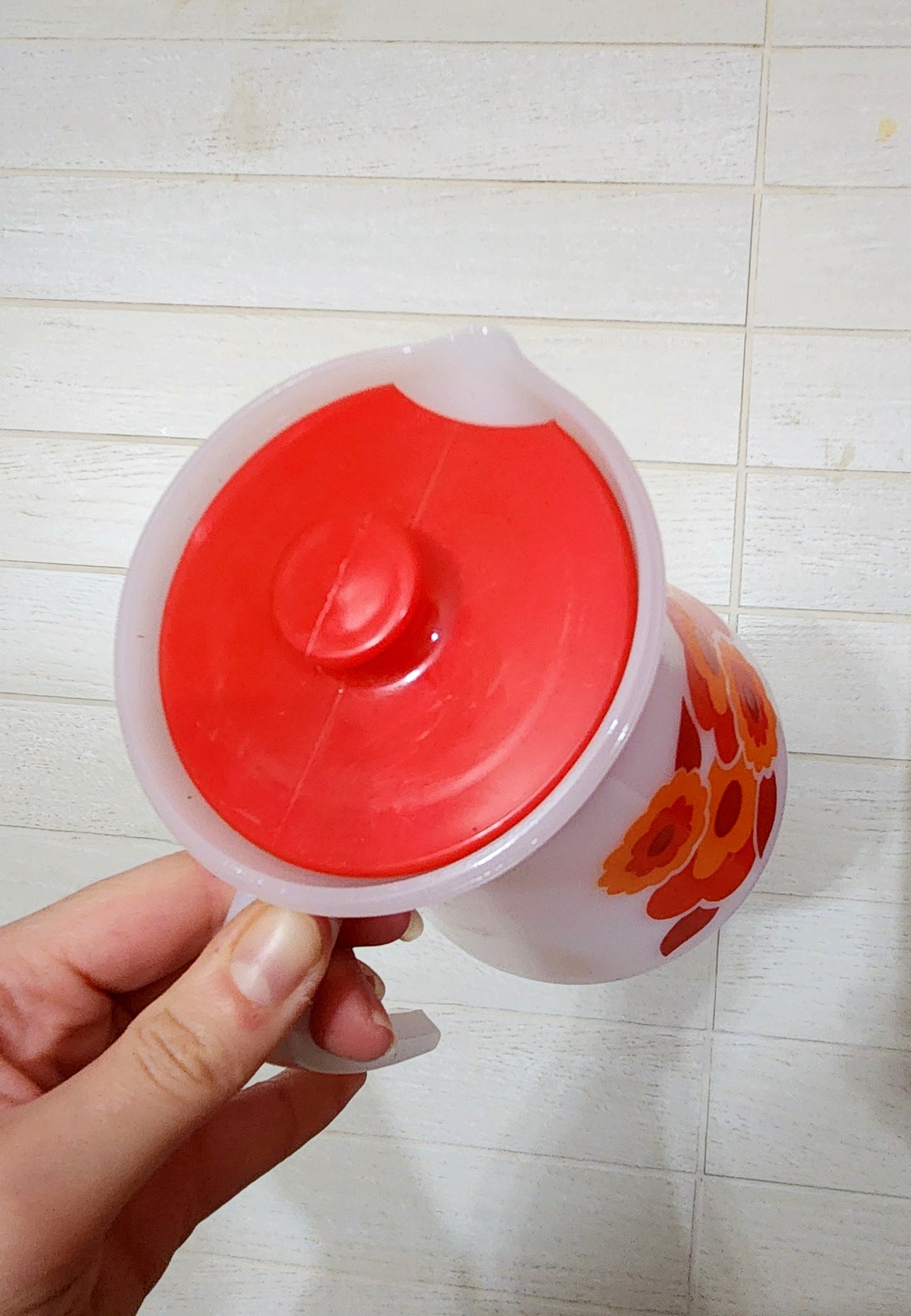 vintage 70s Arcopal "Lotus" pitcher