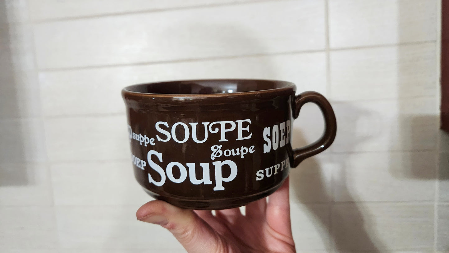 70s Vintage English Ceramic Soup Bowls - set of 6 - brown