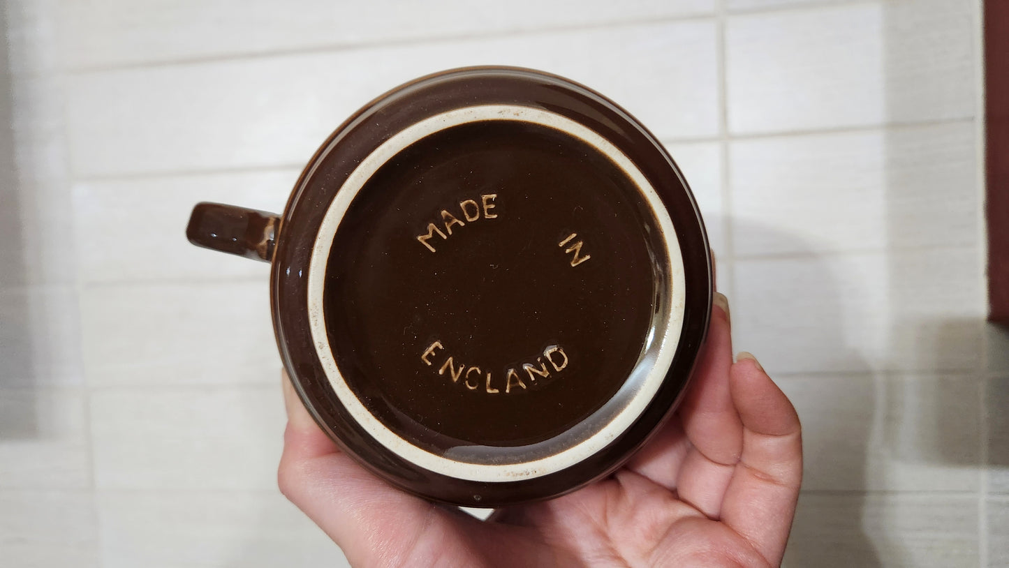 70s Vintage English Ceramic Soup Bowls - set of 6 - brown