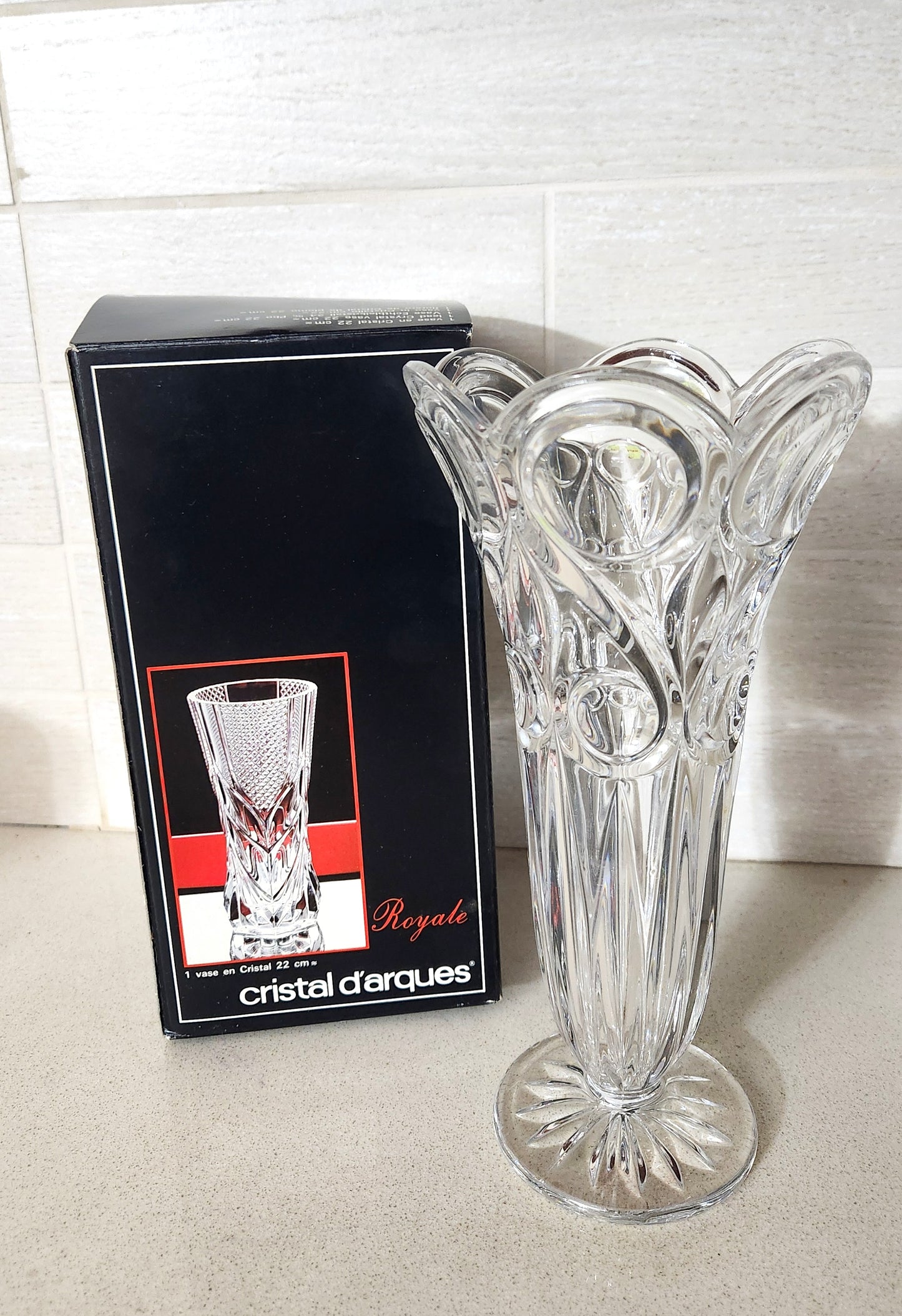 France Cristal d'Arques Royale Lead Crystal Vase, 22cm