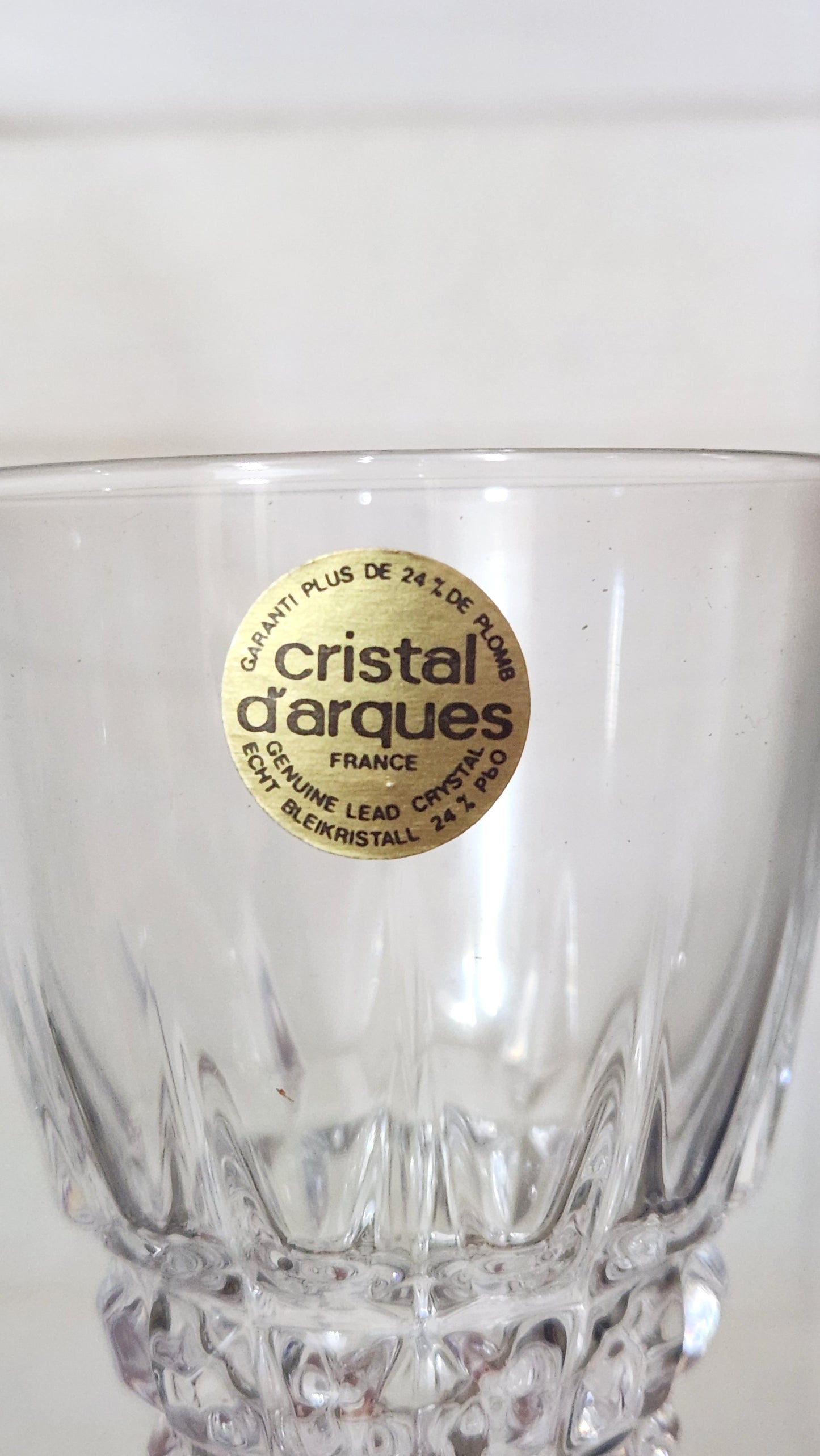 6 Cristal d'Arques "Pompadour" 24% Lead Crystal Wine Glasses