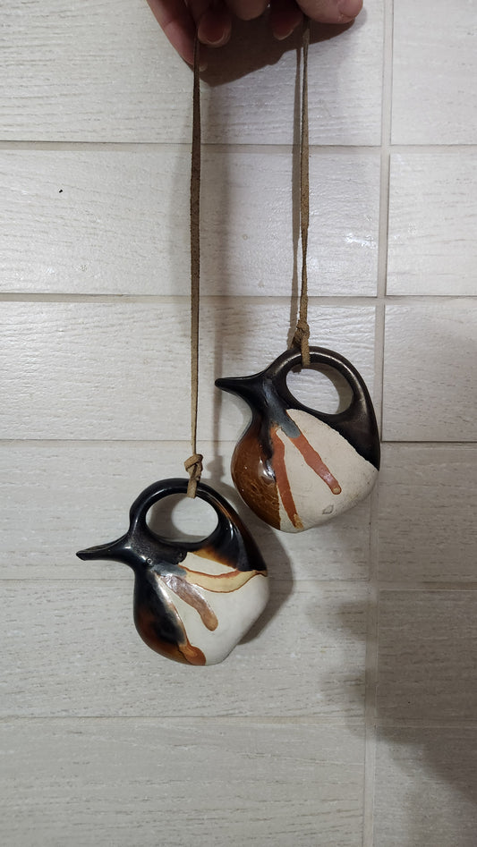 Israeli Pottery Miniature Hanging Pitchers - Hand-Glazed Ceramic