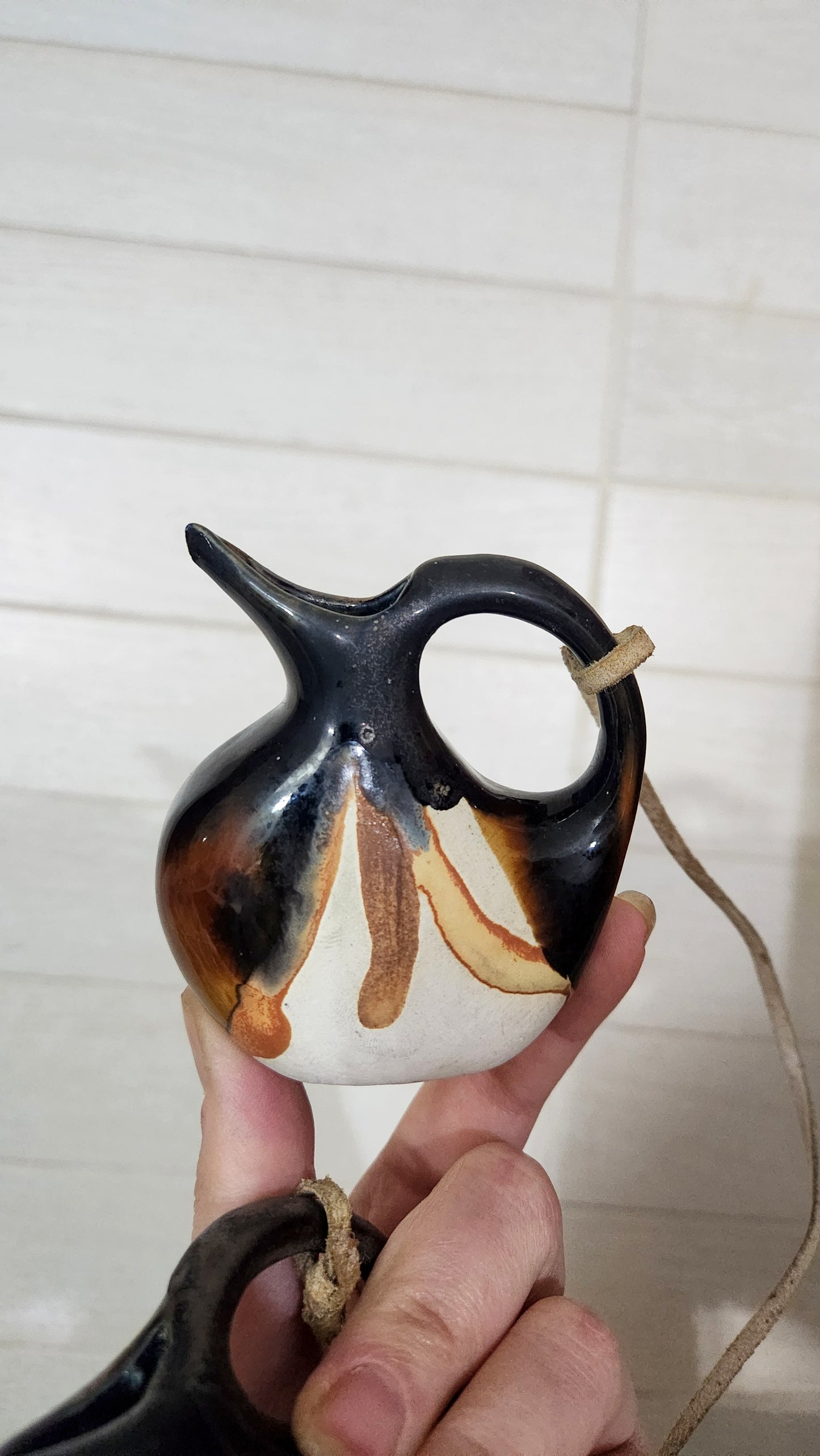Israeli Pottery Miniature Hanging Pitchers - Hand-Glazed Ceramic