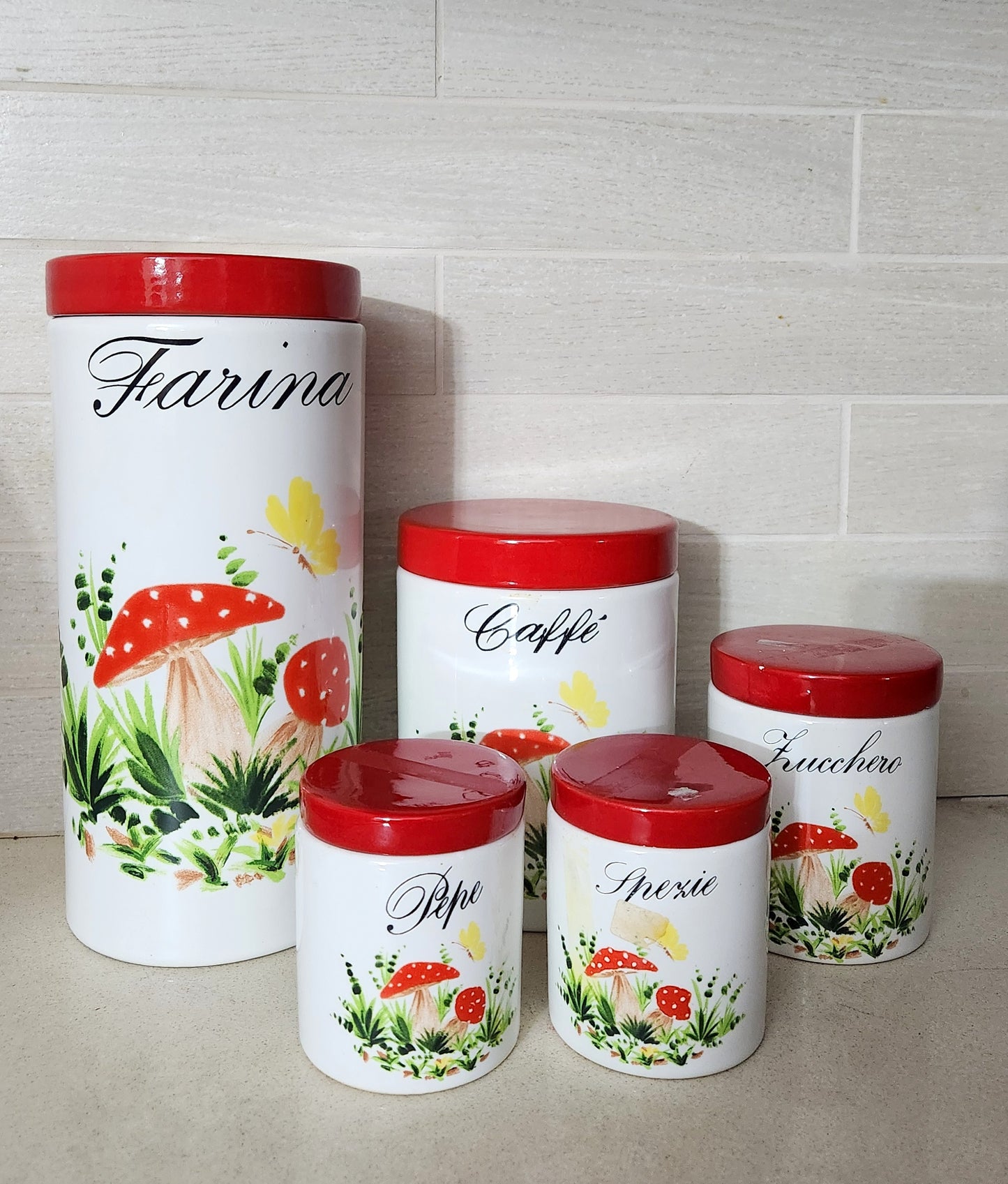Italian Ceramic Kitchen Canister Set - 5 Piece
