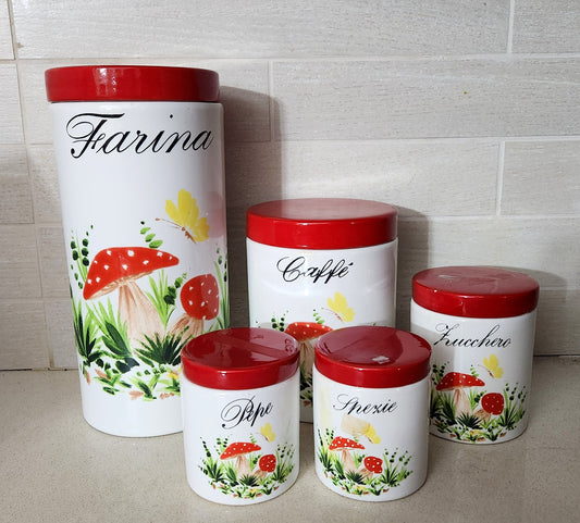Italian Ceramic Kitchen Canister Set - 5 Piece