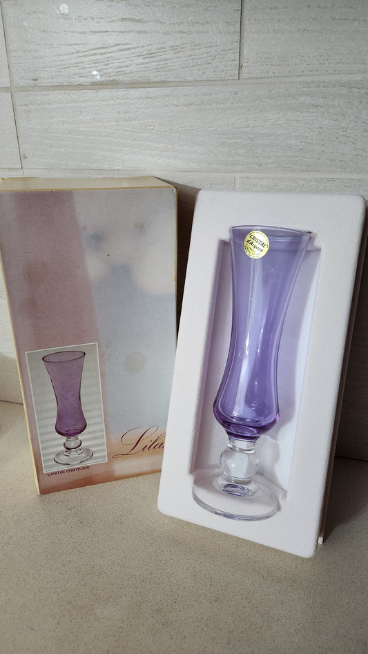 Cristal d'Arques France "Lilas" Purple Lead Crystal Soliflor Vase