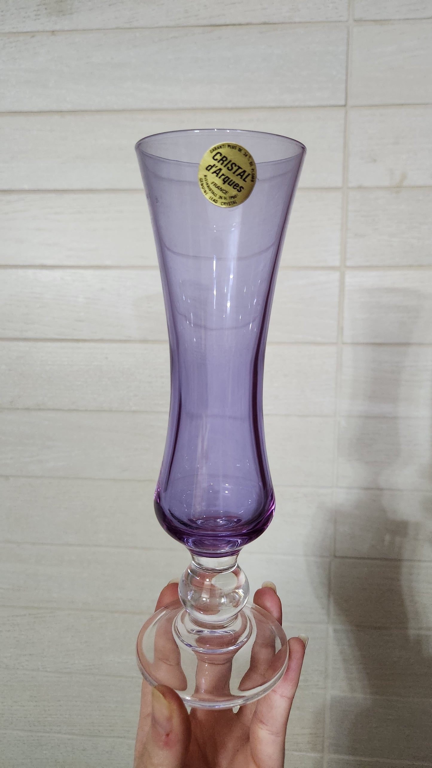 Cristal d'Arques France "Lilas" Purple Lead Crystal Soliflor Vase
