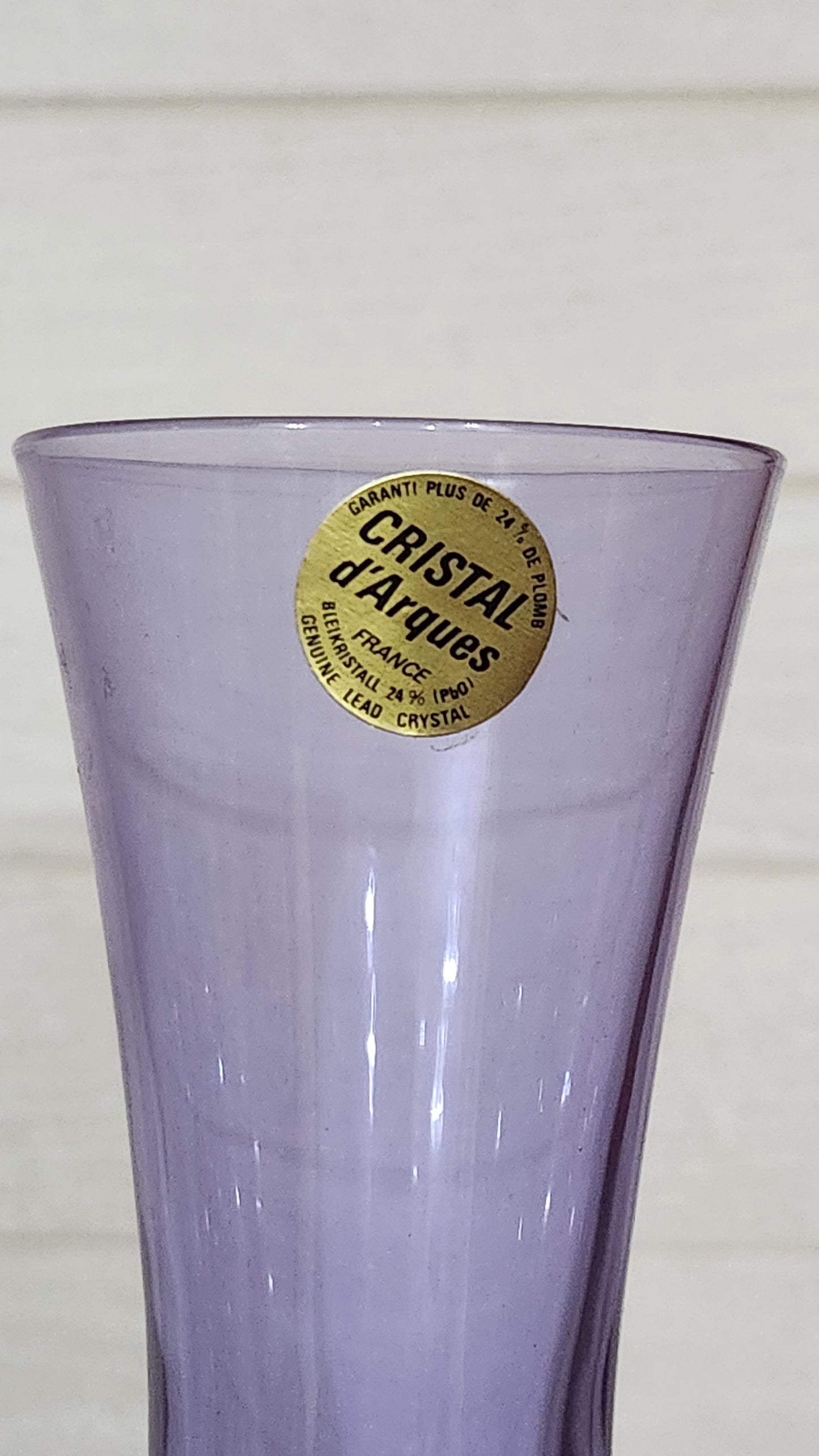 Cristal d'Arques France "Lilas" Purple Lead Crystal Soliflor Vase