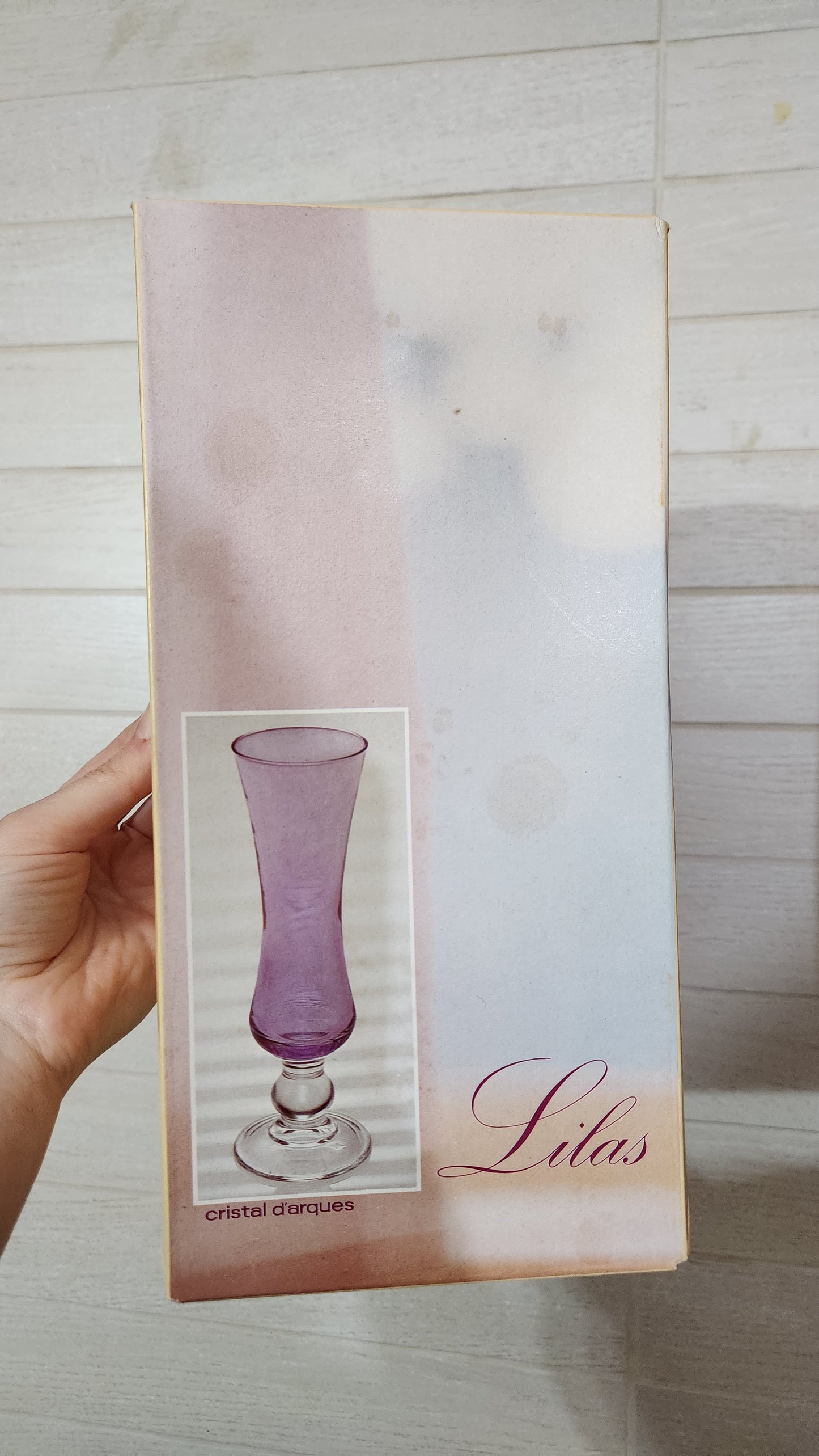 Cristal d'Arques France "Lilas" Purple Lead Crystal Soliflor Vase