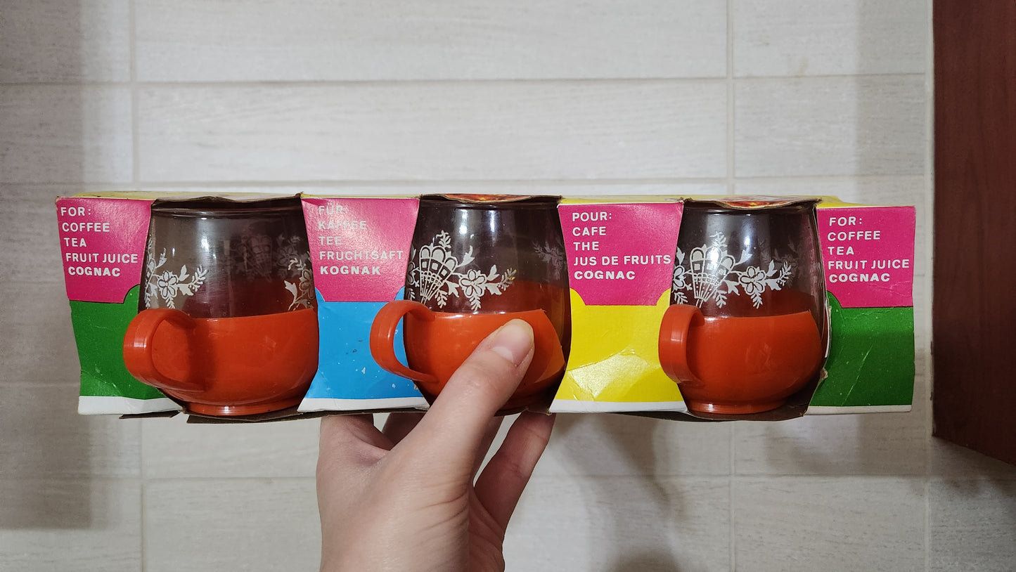 70s Multi-Purpose Beverage Glasses with Removable Plastic Holders