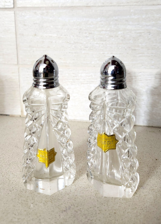 Hand Cut Crystal Salt and Pepper Shakers Set