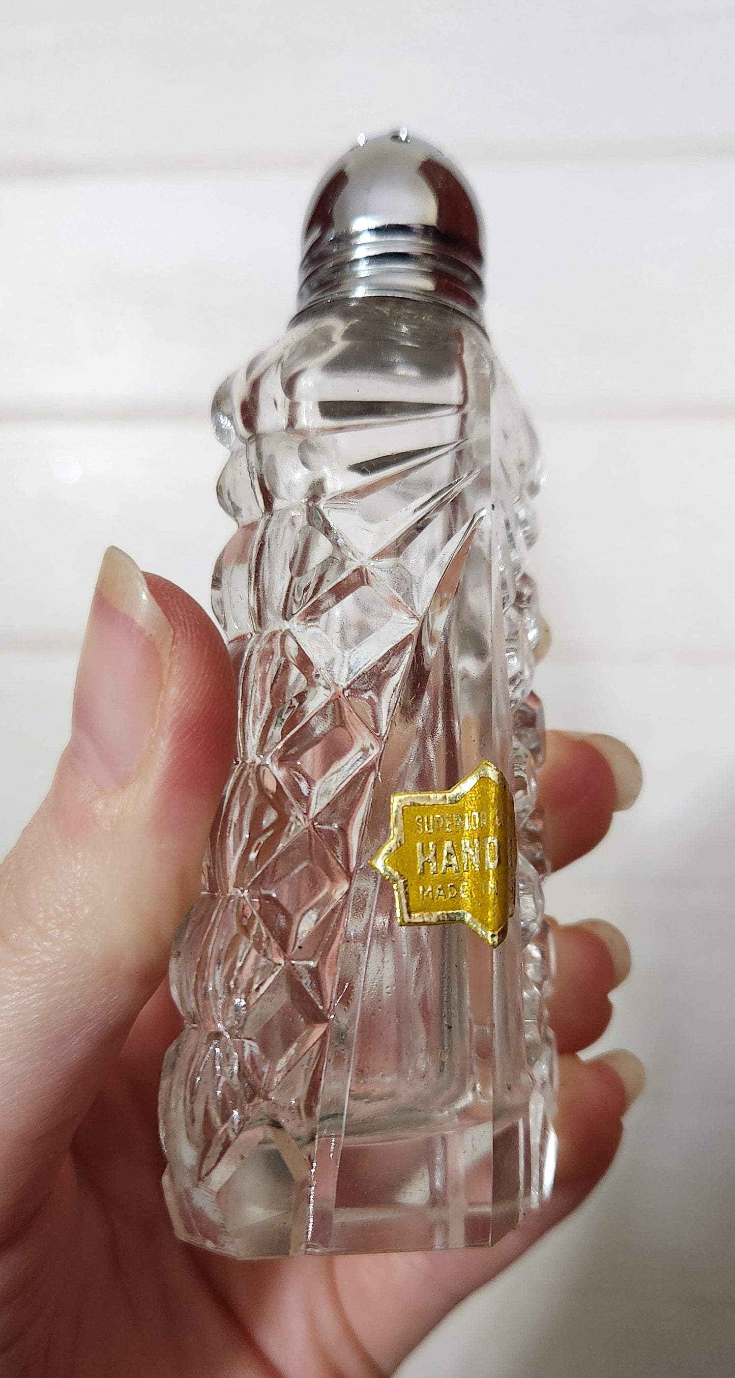 Hand Cut Crystal Salt and Pepper Shakers Set